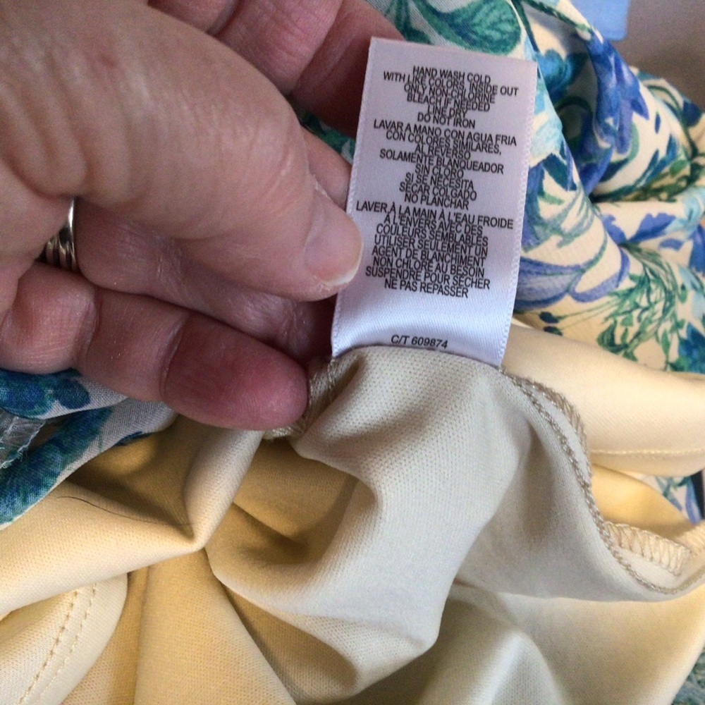 TAYLOR Crochet Bodice Maxi Dress Sz XS Blue Cream Floral pit t pit 15 length 54 - Picture 11 of 12
